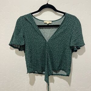Green Floral Tie Top
